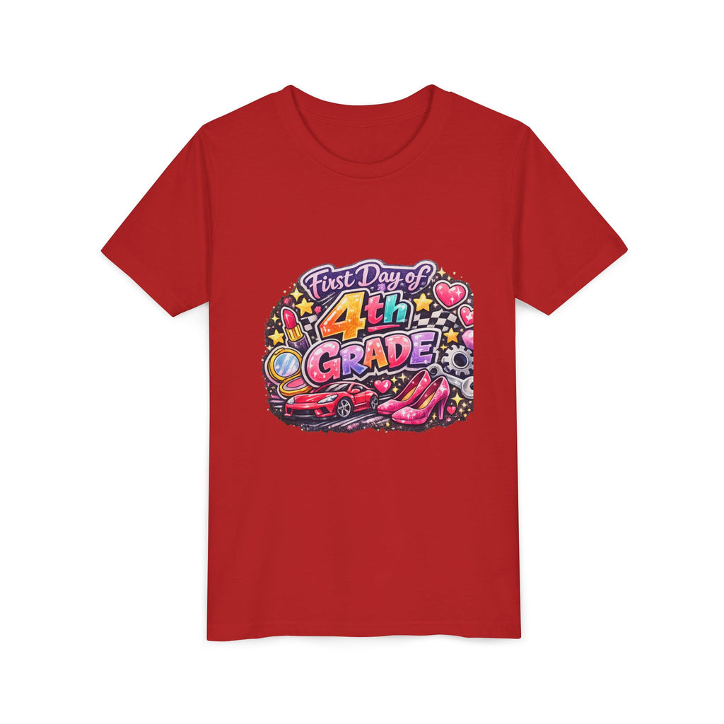 First Day of 4th Grade Youth Tee – Back-to-School Kids Shirt