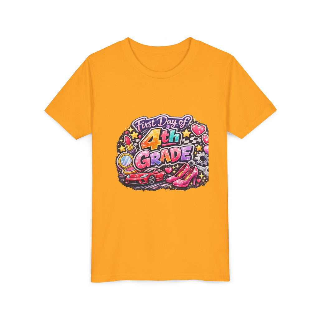 First Day of 4th Grade Youth Tee – Back-to-School Kids Shirt