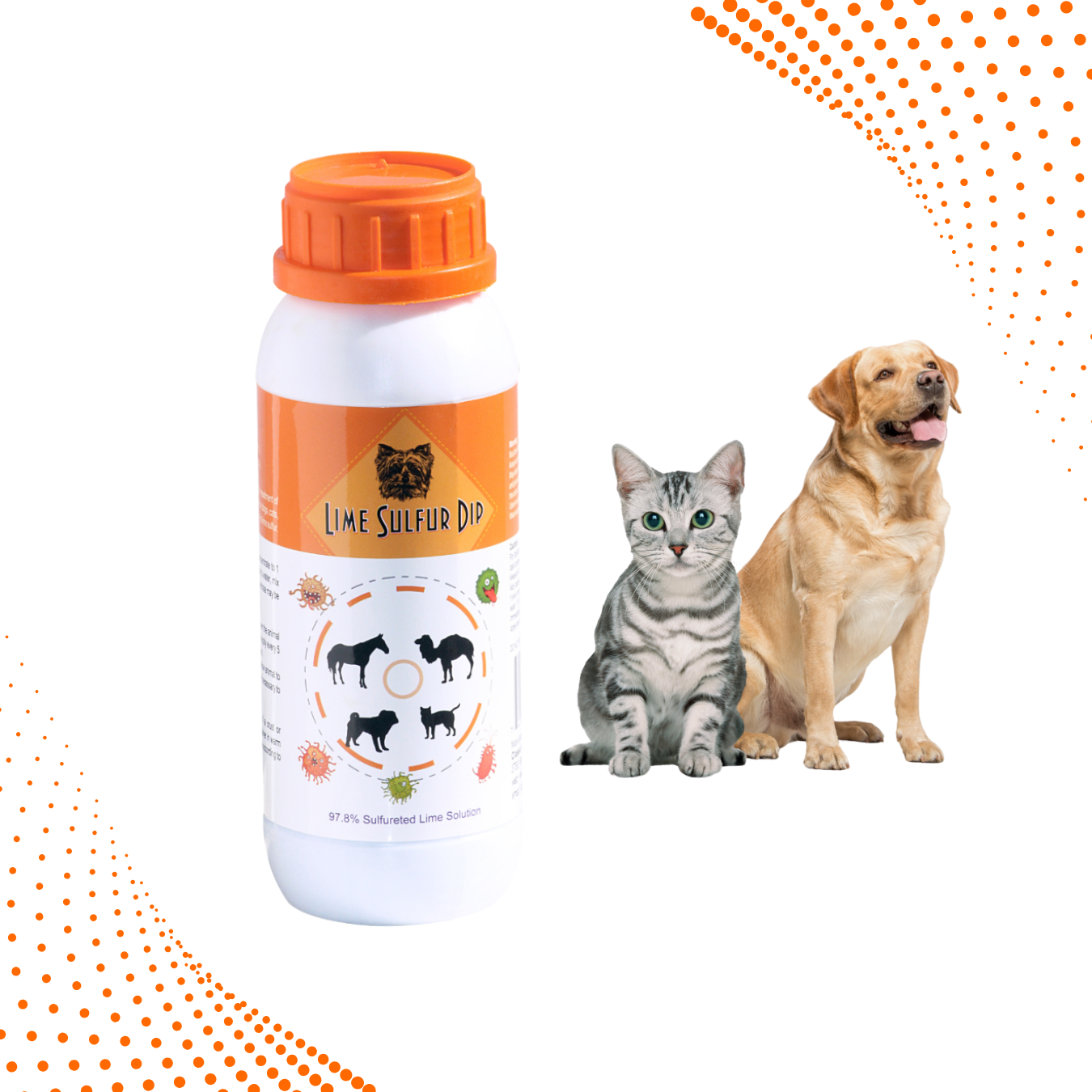 Lime Sulfur Dip – Concentrated Sulfur Solution for Itchy Skin, Mange, Ringworm & Dermatitis – Safe for Dogs, Cats, Puppies, Kittens, Horses, and Livestock
