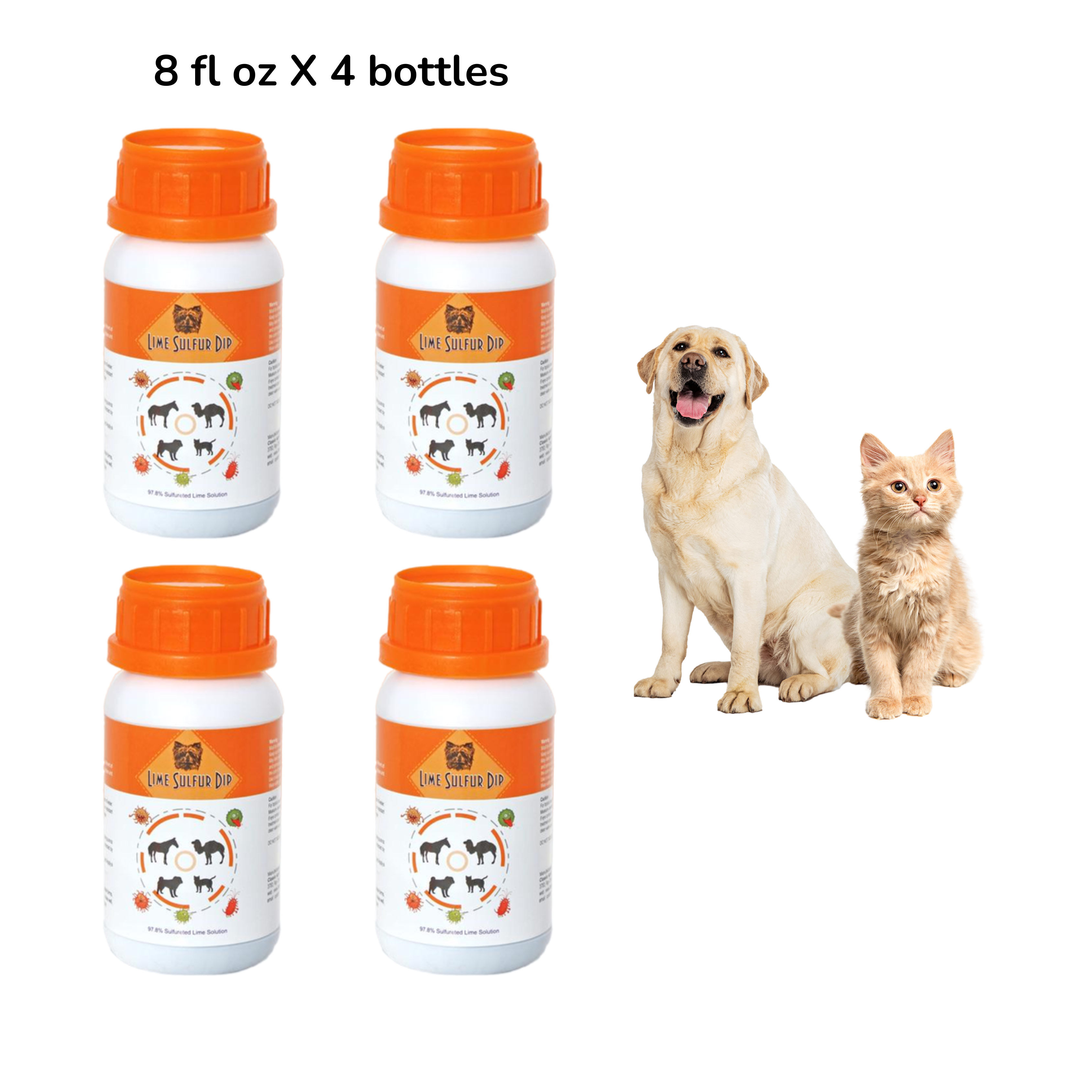 Lime Sulfur Dip – Concentrated Sulfur Solution for Itchy Skin, Mange, Ringworm & Dermatitis – Safe for Dogs, Cats, Puppies, Kittens, Horses, and Livestock