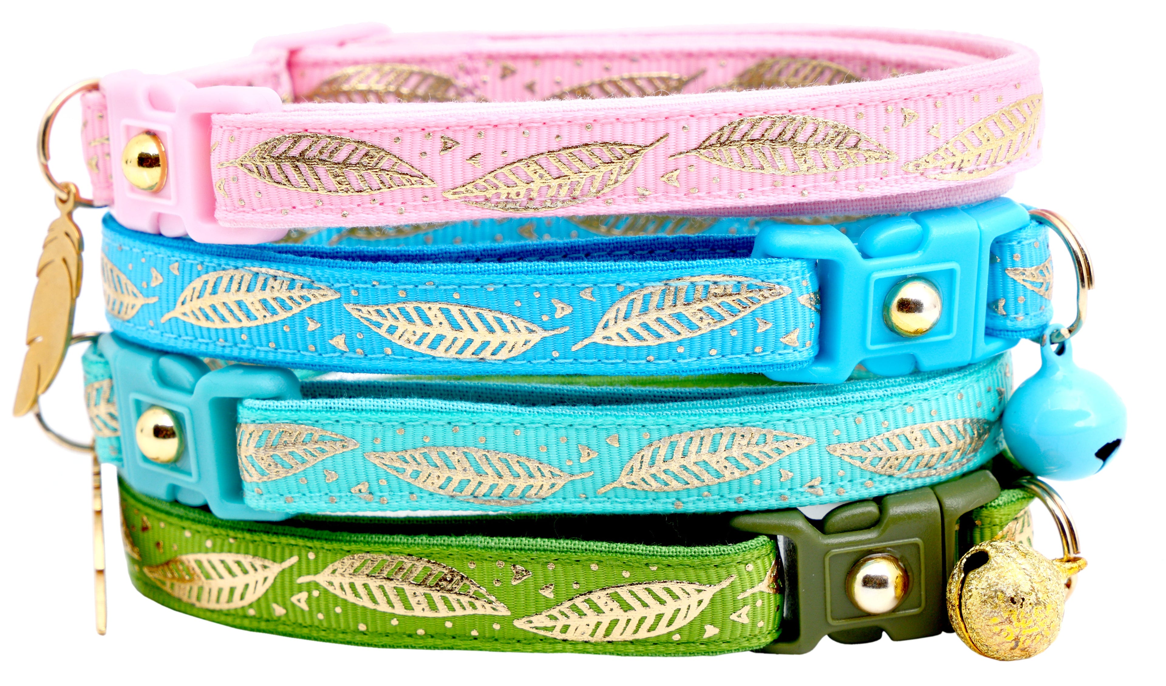 Metallic Gold Feathers Cat Collar