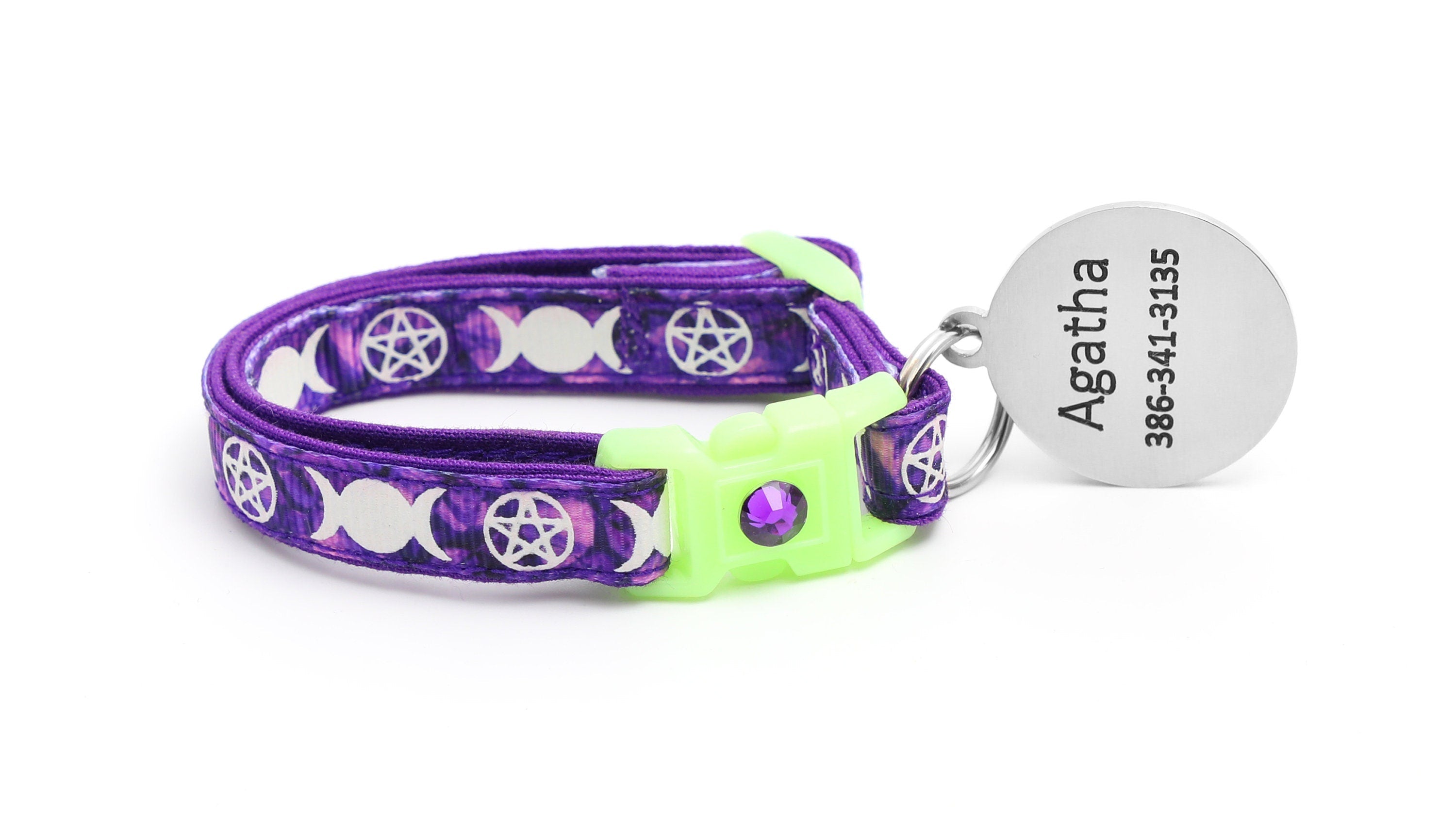 Witch's Familiar on Amethyst Cat Collar