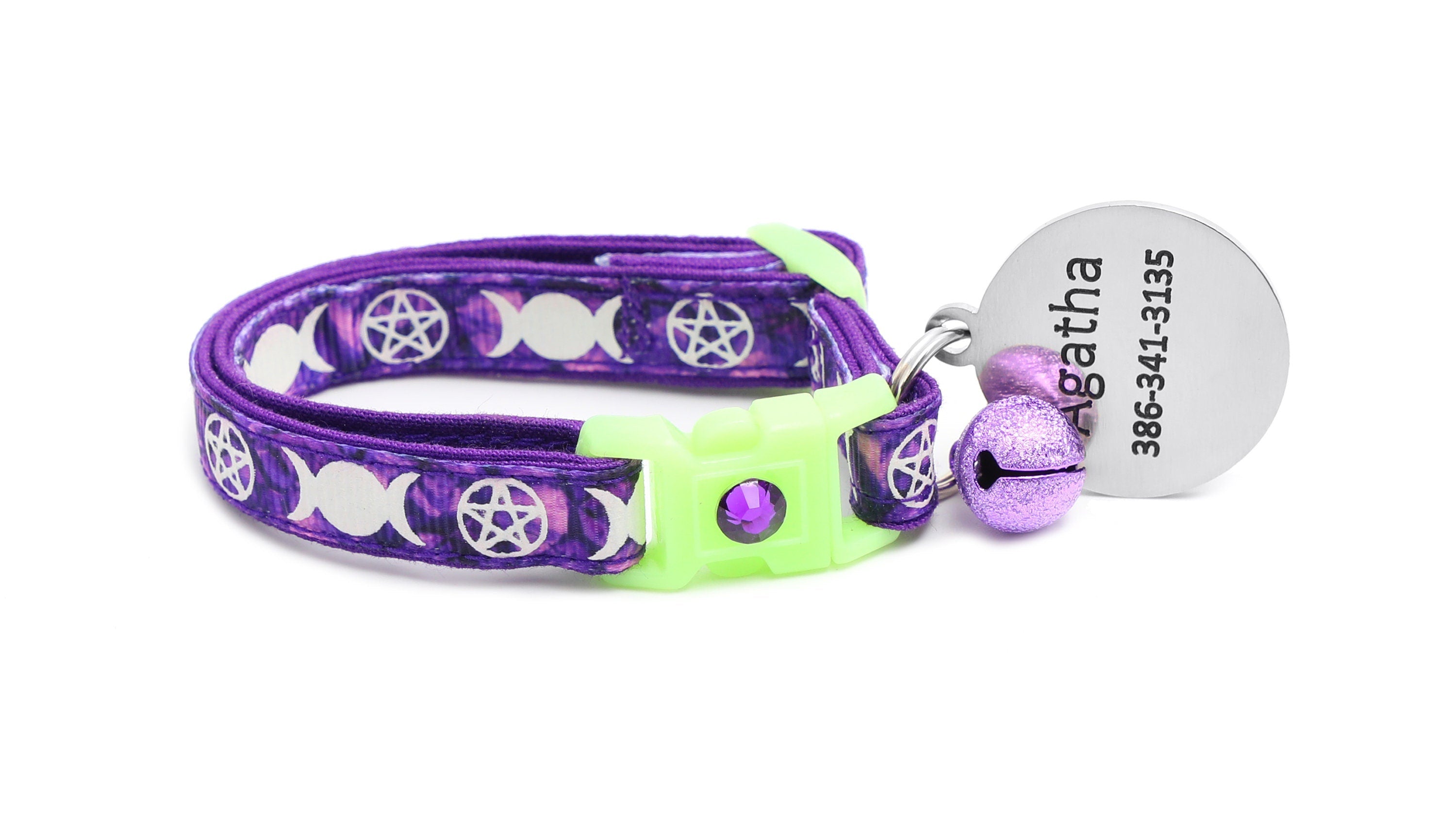 Witch's Familiar on Amethyst Cat Collar